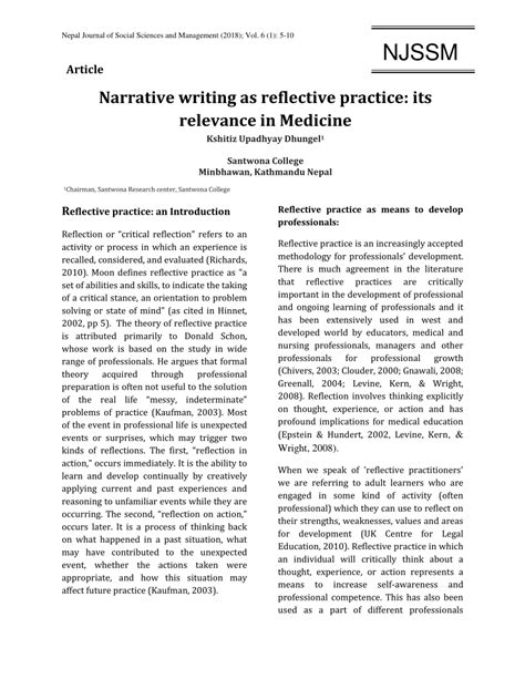 Pdf Narrative Writing As Reflective Practice Its Relevance In Medicine