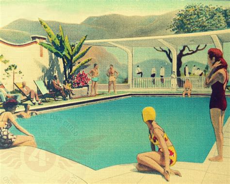 Vintage Swimming Pool Art Hawk Haven