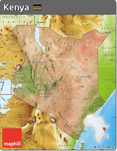 Free Satellite Map Of Kenya Physical Outside