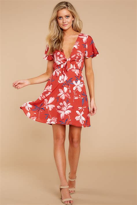 flirty red floral dress floral print dress short dress ♥ fashion