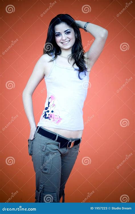 Girl In Dreamstime Shirt Royalty Free Stock Photo