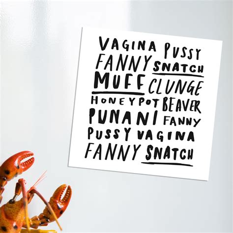 vagina word art fridge magnet punani muff clunge pussy fanny honey pot fanny beaver