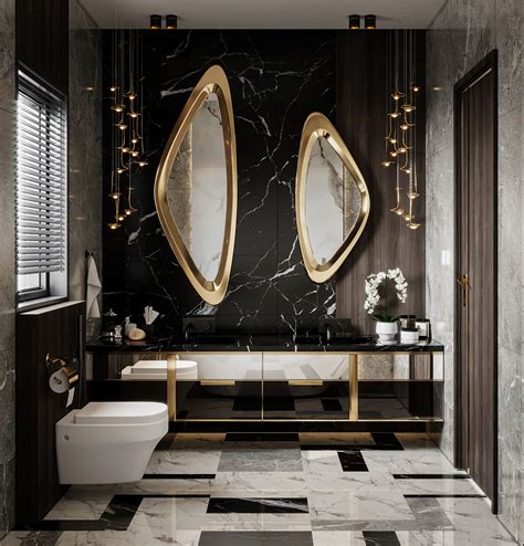 Black And Gold Bathroom Interior Design Ideas