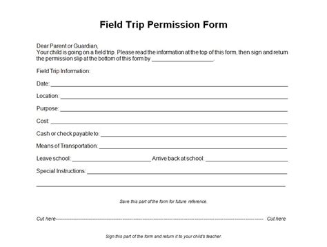 Printable Field Trip Form Template Printable Forms Free Online