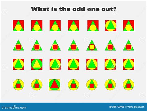 What Is The Odd One Out Different Colorful Geometric Shapes For