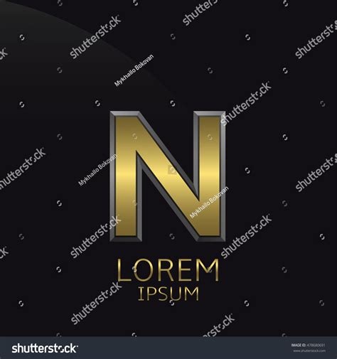 Golden N Letter Emblem Business Logo Stock Vector Royalty Free 478680691