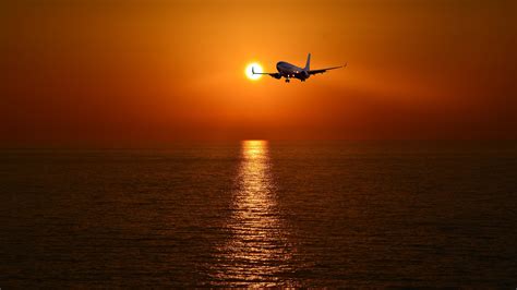 Airplane Horizon Passenger Plane Sunset Vehicle Wallpaper Resolution