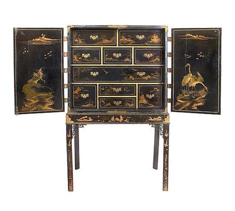 Sold Price A Black Japanned Chinoiserie And Gilt Decorated Cabinet On