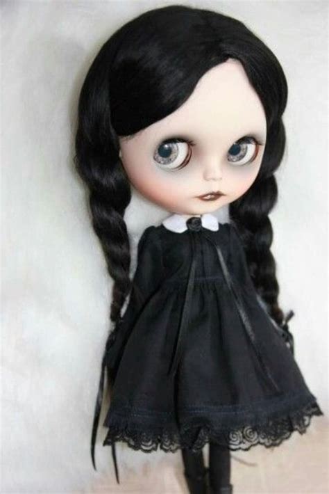 Gothic Blythe Dolls Ooak Dolls Blythe Dolls Wednesday Addams Doll