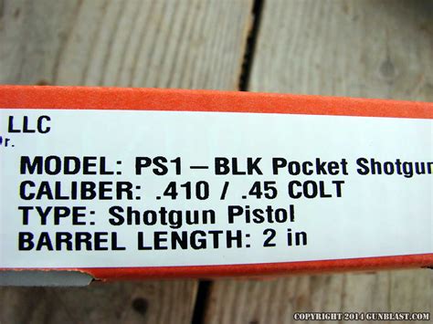 Ps1 410 Shotshell 45 Colt Single Shot Pocket Shotgun From Heizer