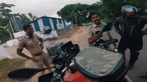 Tamil Nadu Cops Stop Biker Riding BMW Just To Click Pics With His Bike