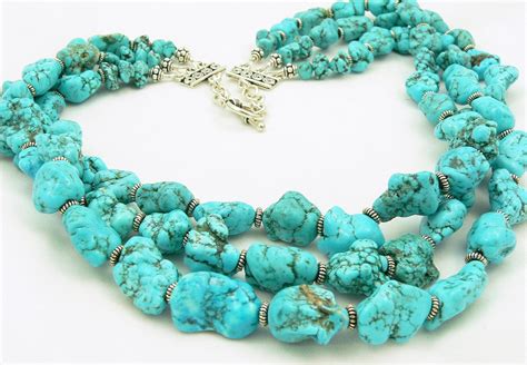 Turquoise Statement Necklace Gemstone Necklace Sterling