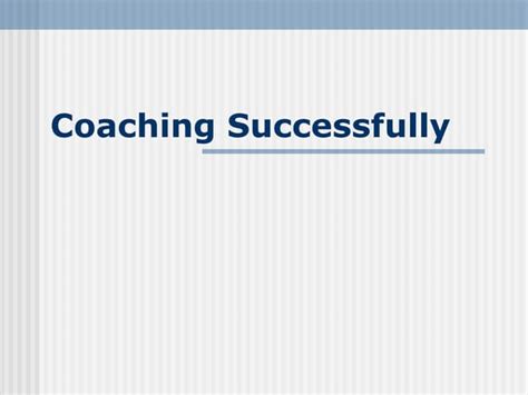 coaching successfully ppt