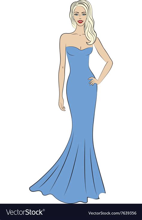 Woman In Evening Dress Royalty Free Vector Image