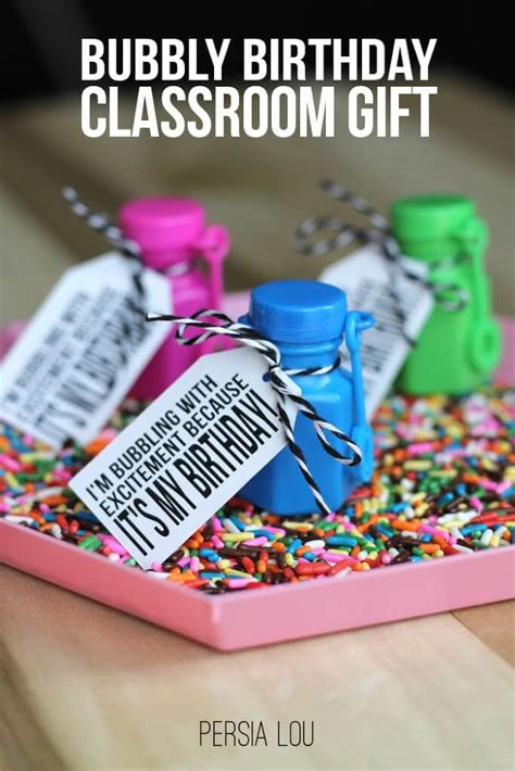 We may earn a commission through links on our site. Bubbly Birthday Classroom Gifts with Free Printable and ...