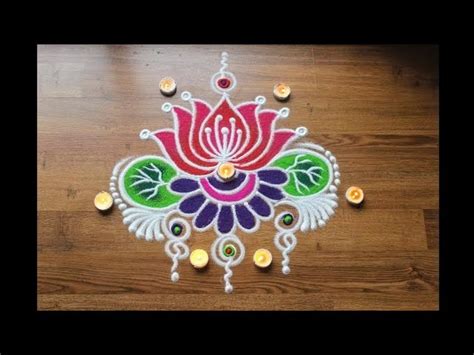 Simple Freehand Flower Rangoli Designs With Colours Diwali Rangoli Design