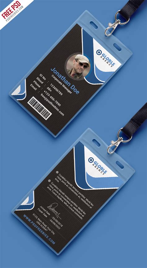 Create business cards to pass out at trade shows or to place in bag to encourage return business. Multipurpose Dark Office ID Card Free PSD Template ...