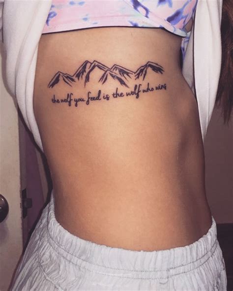 Simple Outline Mountain Tattoo On Side Rib Cage