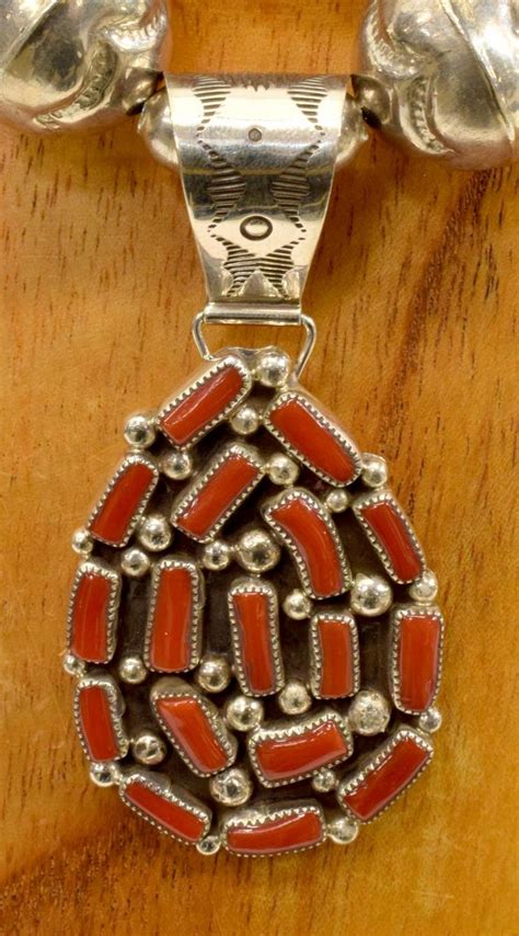 Kenneth Jones Navajo Red Coral Pendant Necklace