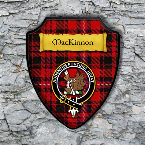 Mackinnon Shield Plaque With Scottish Clan Coat Of Arms Badge On Clan