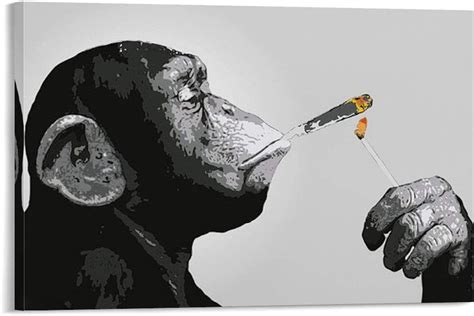 Asfdasf Monkey Smoking A Joint Poster Decorative Painting