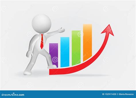 3d Man And Growing Business Bar Graph Chart Stock Vector Illustration