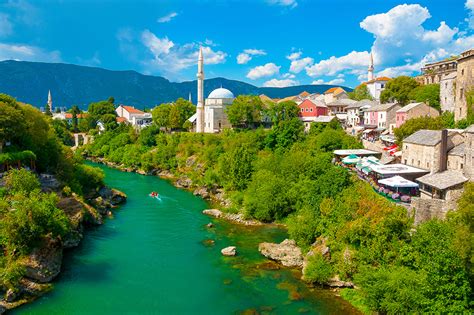 Фотографии Босния и Герцеговина Mostar Реки Дома Кусты Города