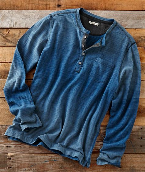 Mens Watermark Long Sleeve Henley Shirt In 100 Cotton Henley Shirt