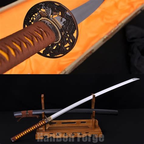 Japanese Katana Handmade Samurai Sword Folded Pattern Steel Blade With