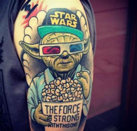 3d Yoda Funny Tattoos Star Wars Tattoo Cartoon Tattoos