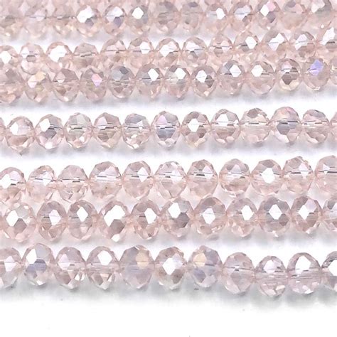 Beads Online Australia Rondelle 4x6mm Imperial Crystal Bead Rondelle 4x6mm 95 Pink Ab