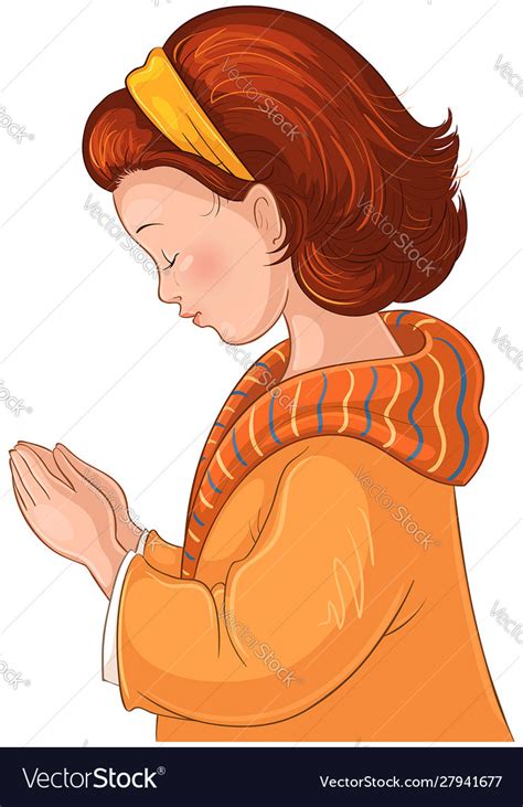 Cute Little Girl Praying Christian Cartoon Vector Image