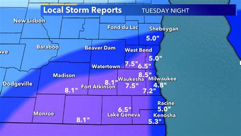Snowfall Totals From Winter Storm That Impacted Se Wi Dec 29 30