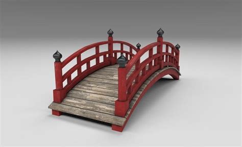 Japanese Red Bridge 3d Model In 2020 Japanese Architecture