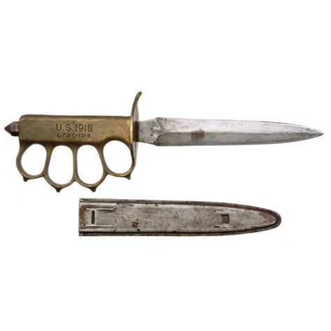 Us Wwi Lfandc Trench Knife With Scabbard Auctions And Price Archive