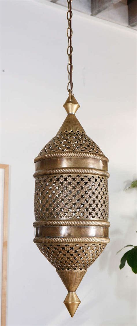 Vintage Pierced Brass Moroccan Pendant Lantern At 1stdibs