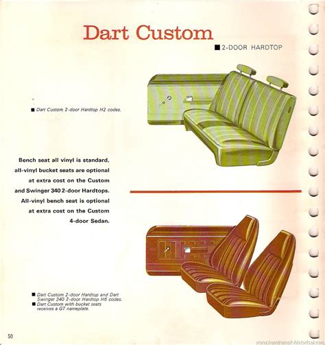 The 1970 Hamtramck Registry 1970 Dodge Color And Trim Book Dart