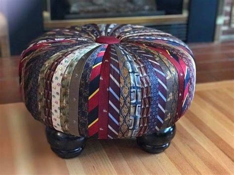 Custom Tuffet Stool Made With Your Ties Etsy Old Neck Ties Tie