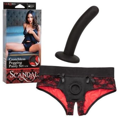 Scandal Crotchless Red And Black Pegging Panty Set Lxl Sex Toy