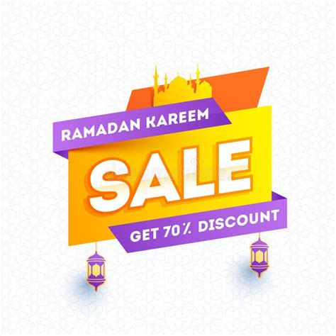 Ramadan Kareem Sale Poster Or Template Design With 70 Discount Offer On