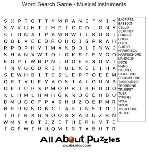 14 Cool Music Word Search Puzzles Kitty Baby Love