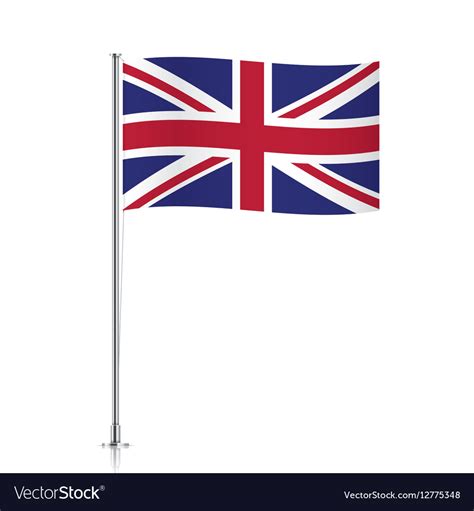Great Britain Flag Waving On A Metallic Pole Vector Image