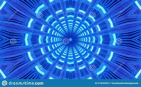 Blue Round Shaped Tunnel With Light Effects 4k Uhd 3d Illustration