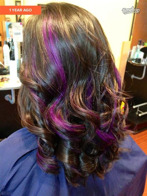 Pin By Shannon Noon On Hair Purple Hair Streaks Brown Hair With