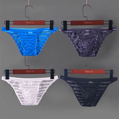 Sexy Gay Underwear Men Briefs Shorts Transparent Mesh Panties Man Low