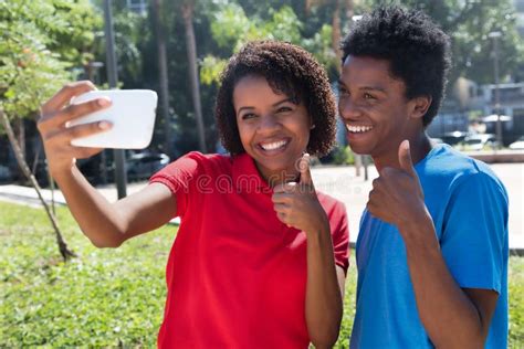 Two African American Young Adults Taking Selfie Stock Image Image Of Love Cheerful 78303753