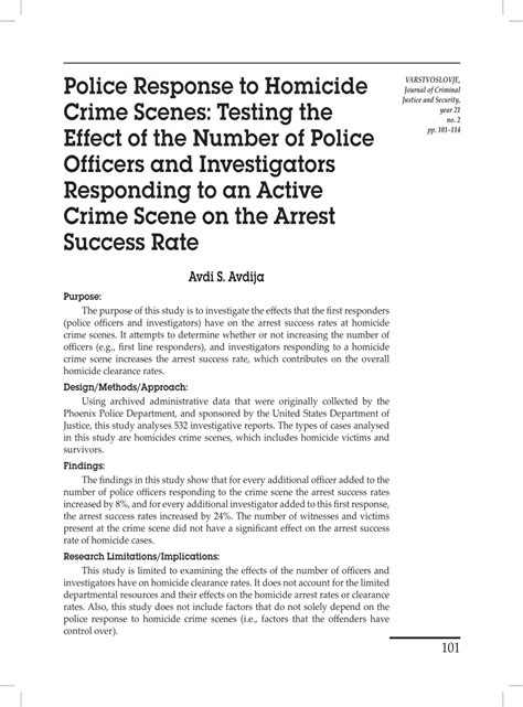 Pdf Police Response To Homicide Crime Scenes Testing The Effect Of