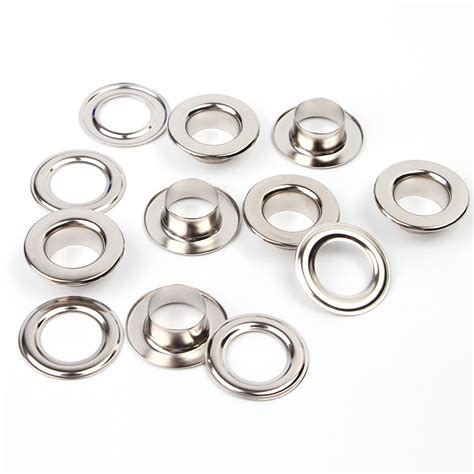 Shiny Silver Metal Eyelet Rings Nickel Free With Plating Techniques