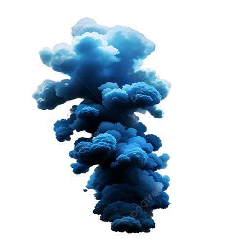 Blue Smoke Explosion Border Isolated On Transparent Background Vector