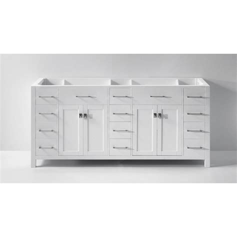 Clean lines and plenty of drawer space make this classic double bathroom vanity the perfect piece for your bathroom or guest bath. Virtu USA Caroline Parkway 72 in. W Bath Vanity Cabinet ...